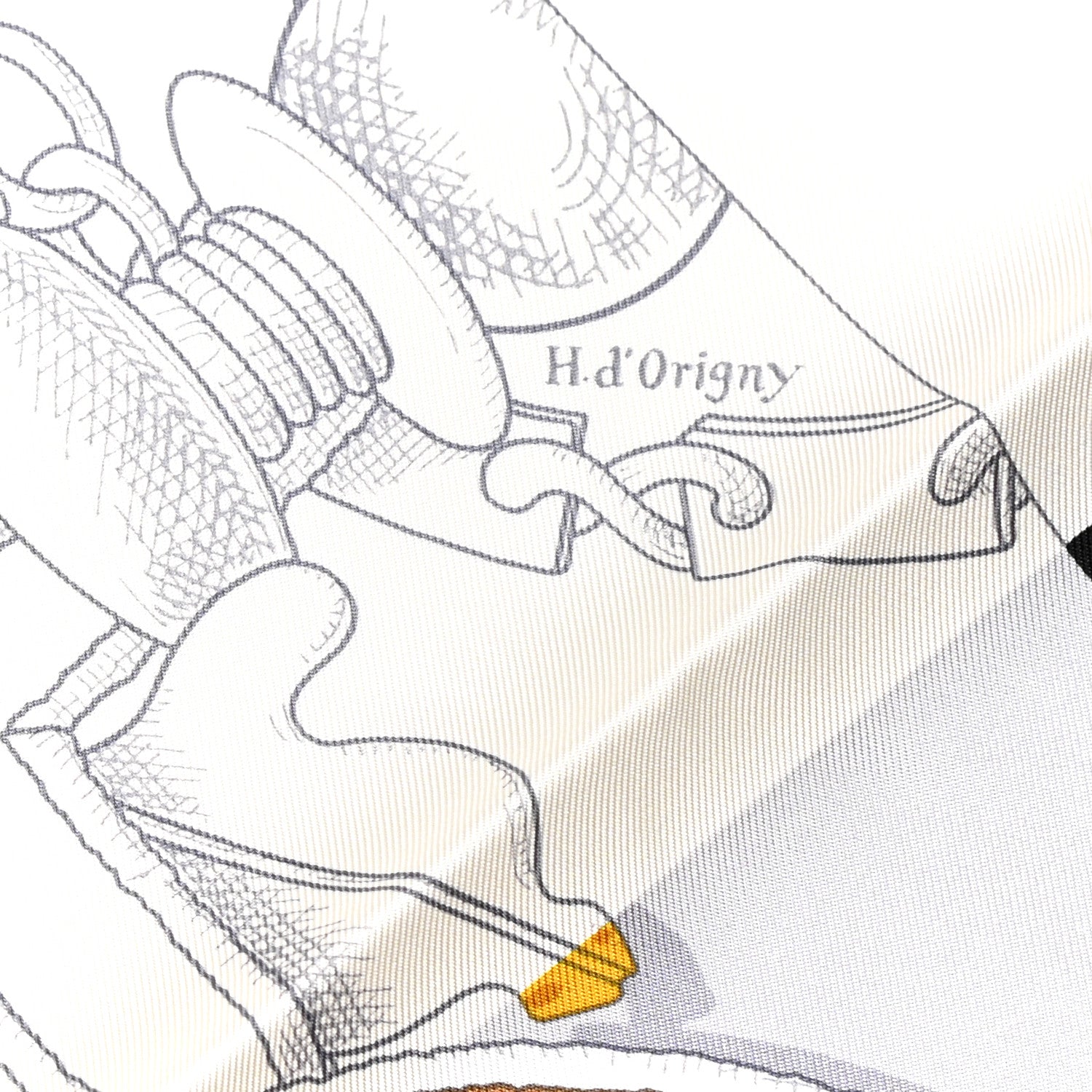 Hermes Silk L Instruction Du Roy Scarf 90 Black Gris Or 4 of 5