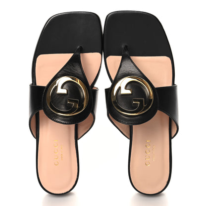 Gucci Calfskin Cachemire Blondie 15mm Thong Sandals 35.5 Black 2 of 8