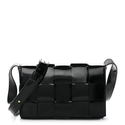 Bottega Veneta Patent Maxi Intrecciato Cassette Crossbody Bag Black 1 of 11