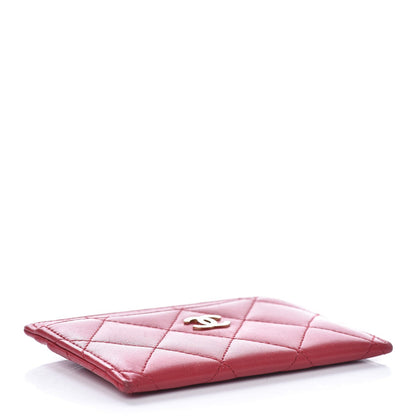 Chanel Lambskin Quilted Card Holder Dark Pink 5 of 10