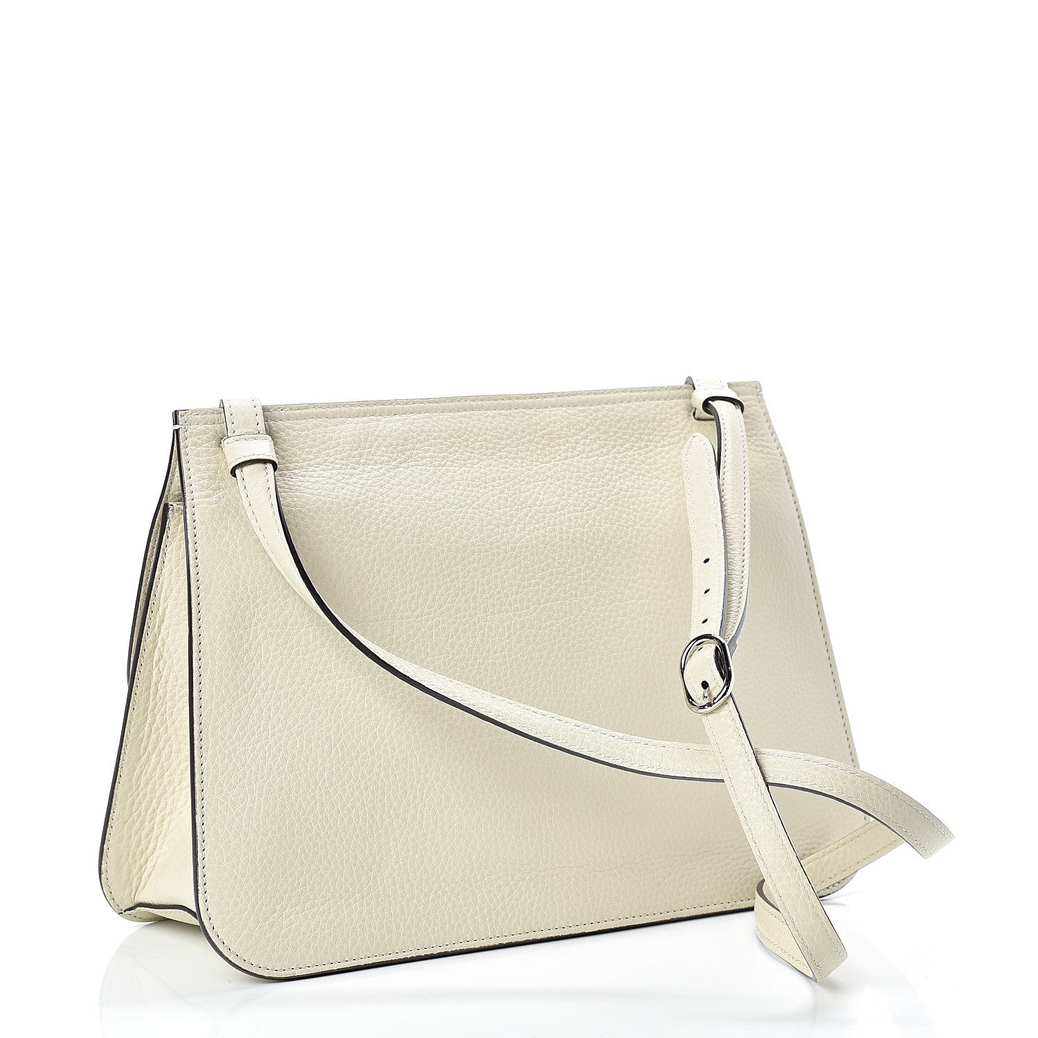 Gucci Pebbled Calfskin Medium Bamboo Daily Flap Shoulder Bag Mystic White 3 of 9