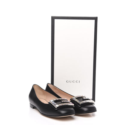 Gucci Malaga Kid Crystal Square G Madelyn Ballet Flats 36 Black 8 of 8