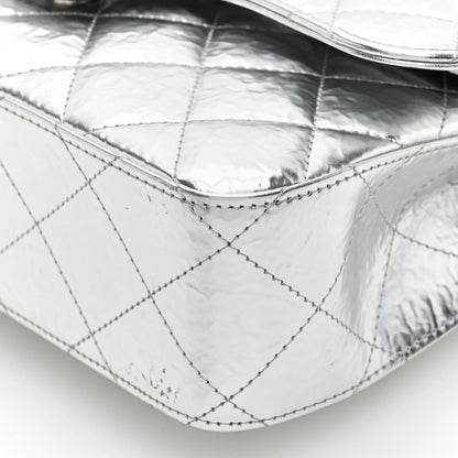 Chanel Hammered Metallic Calfskin Quilted Small Double Flap Silver 10 of 11