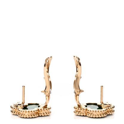 Van Cleef & Arpels 18K Yellow Gold Malachite Vintage Alhambra Earrings 3 of 5