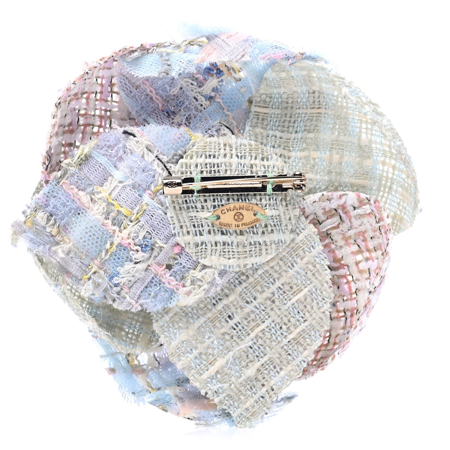 Chanel Tweed Camellia CC Pin Brooch Multicolor 2 of 3
