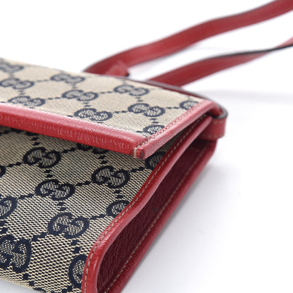 Gucci Monogram Bamboo Bar Clutch Navy Red 11 of 12