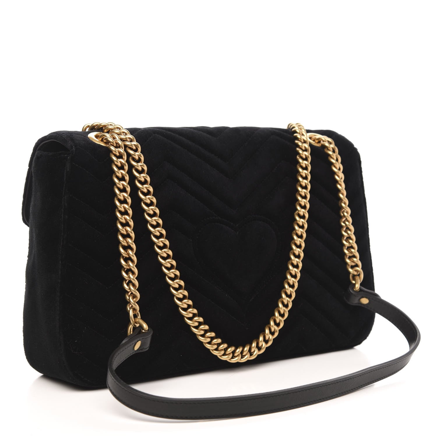 Gucci Velvet Matelasse Loved Embroidered Medium GG Marmont Shoulder Bag Black 3 of 11