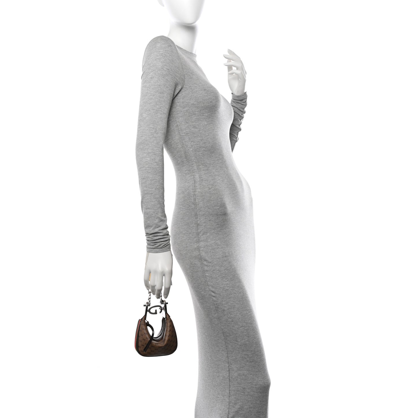 GG Supreme Monogram Textured Calfskin Web Mini Attache Hobo Beige Ebony New Acero