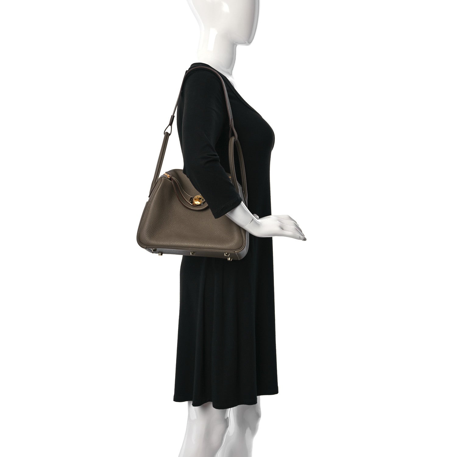 Hermes Taurillon Clemence Lindy 26 Etoupe 2 of 11