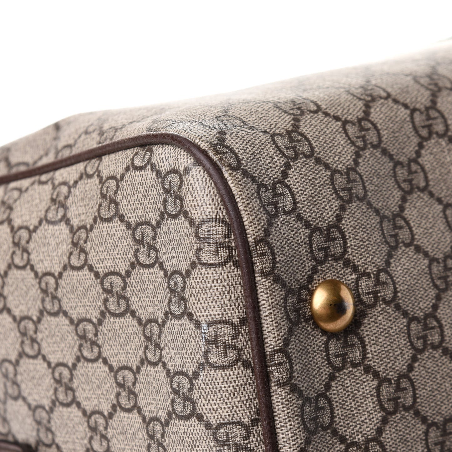 GG Supreme Monogram Textured Dollar Calfskin Web Medium Ophidia Carry-On Duffle Bag Beige Ebony New Acero