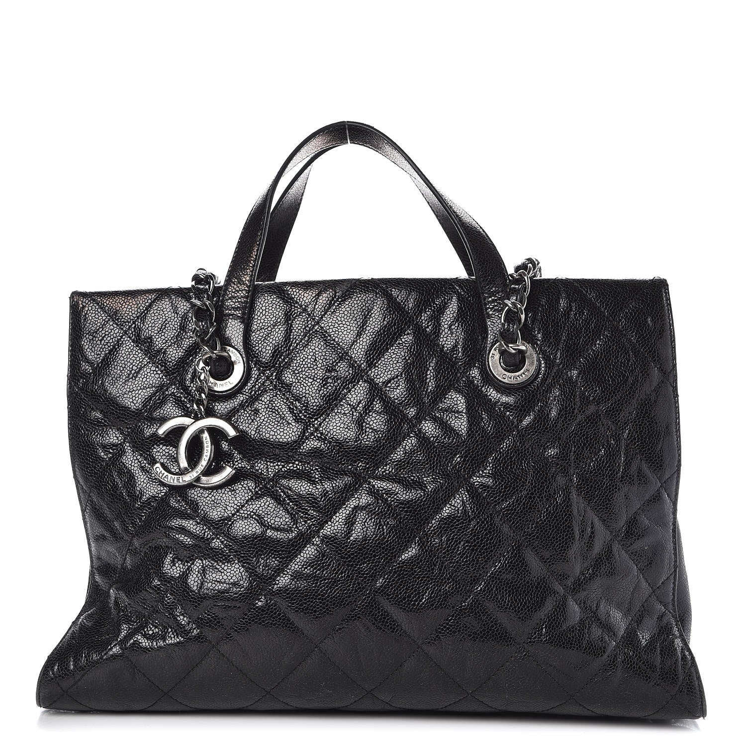 Chanel Crumpled Grained Calfskin Quilted CC Crave Tote Black 1 of 13
