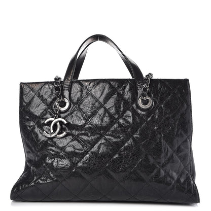Chanel Crumpled Grained Calfskin Quilted CC Crave Tote Black 1 of 13