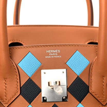 Hermes Swift Epsom Tressage Birkin 30 Gold Bleu de Nord Bleu Indigo 6 of 11