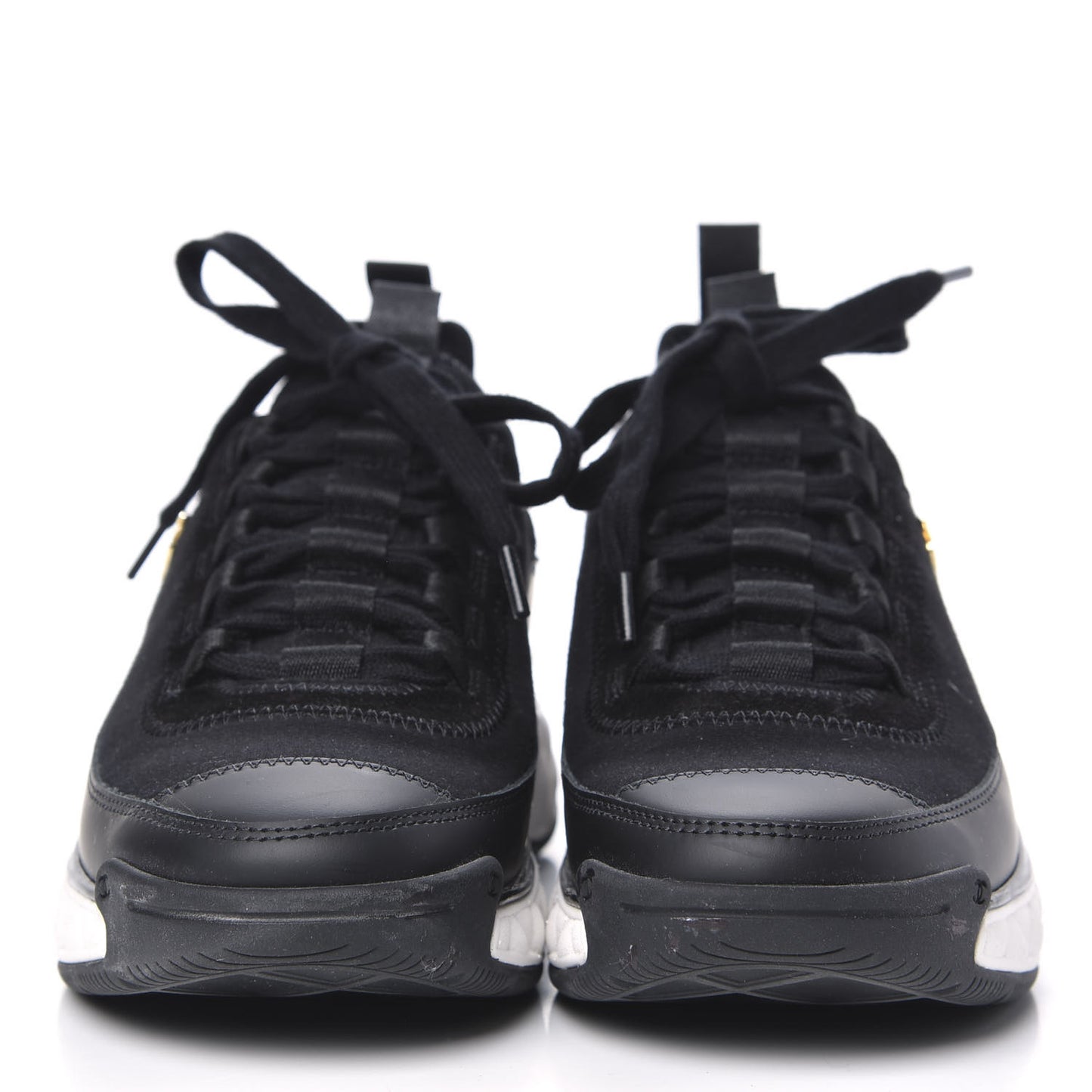 Velvet Calfskin Mixed Fibers CC Sneakers 36.5 Black