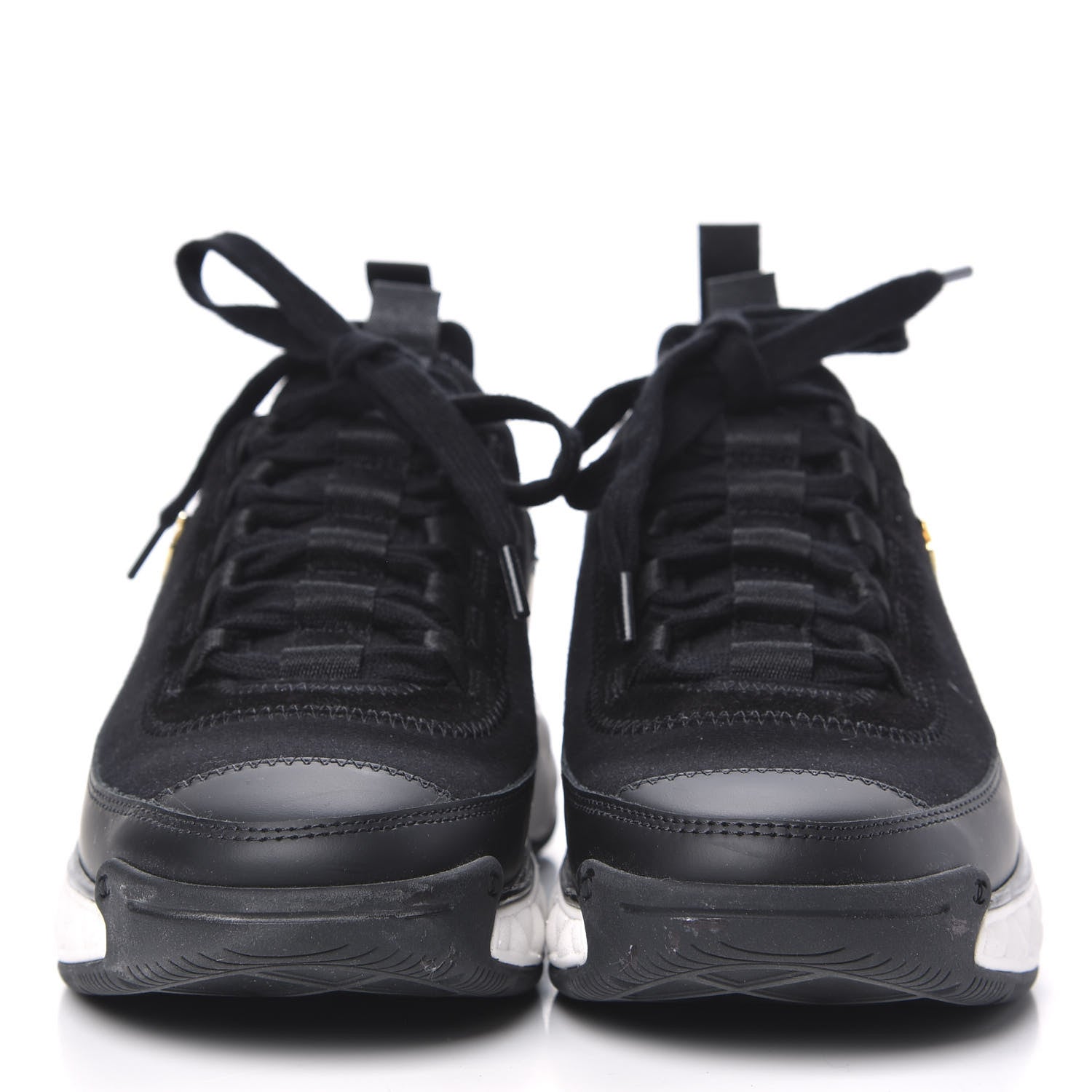 Chanel Velvet Calfskin Mixed Fibers CC Sneakers 36.5 Black 2 of 8