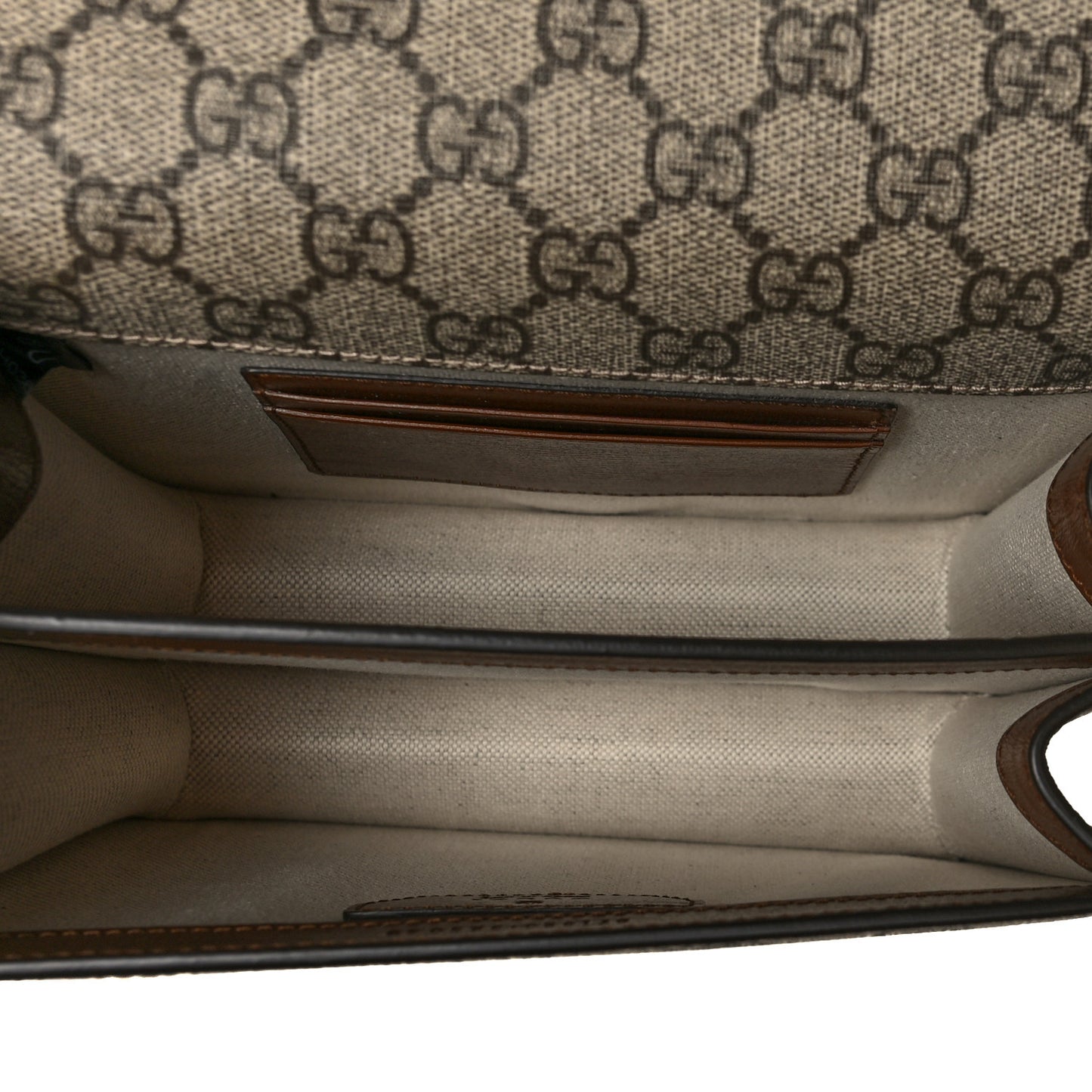 GG Supreme Monogram Azalea Calfskin Mini Retro Interlocking G Flap Shoulder Bag Beige Ebony Brown Sugar