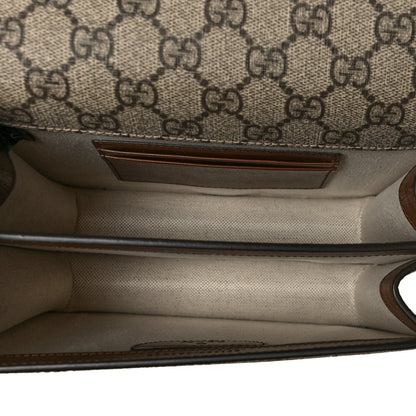 Gucci GG Supreme Monogram Azalea Calfskin Mini Retro Interlocking G Flap Shoulder Bag Beige Ebony Brown Sugar 5 of 11