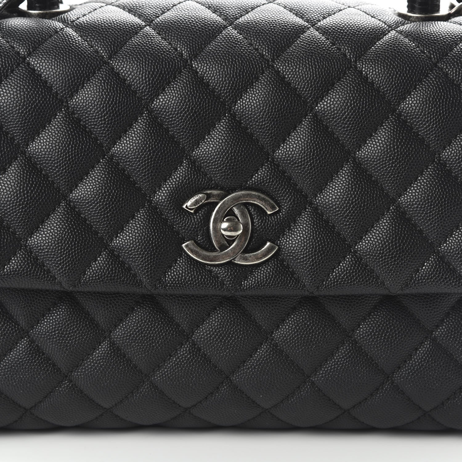 Chanel Caviar Lizard Embossed Quilted Small Coco Handle Flap Black 9 of 10