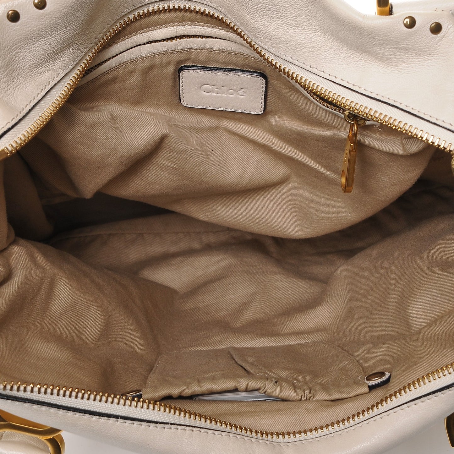 Calfskin Perforated Large Marcie Satchel Porcelain
