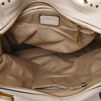 Chloe Calfskin Perforated Large Marcie Satchel Porcelain 5 of 6