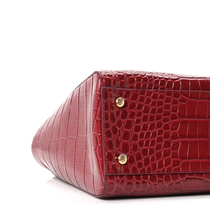 Chanel Calfskin Crocodile Embossed Archetype Small Shopping Tote Burgundy 8 of 9