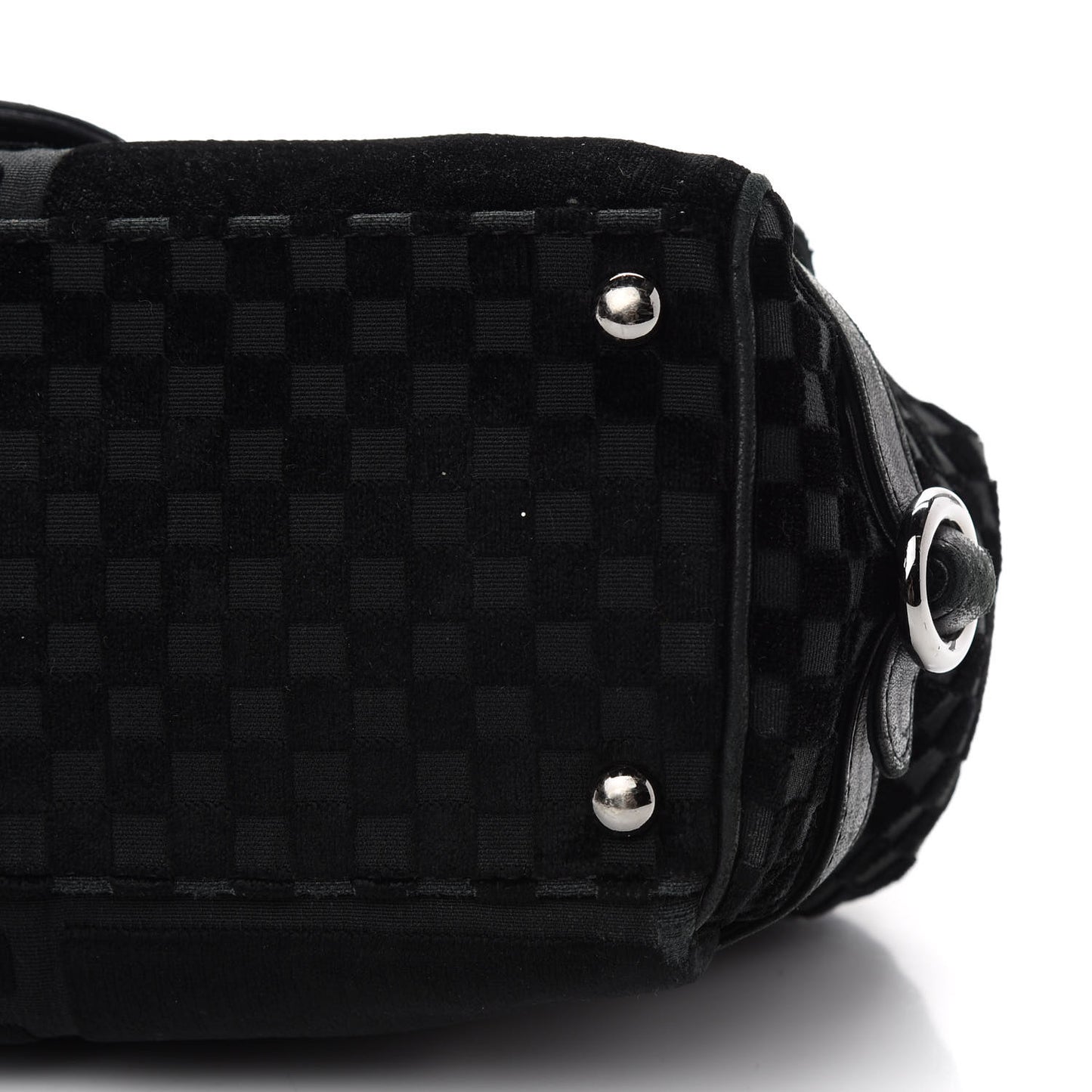 Velvet Checkered Flap Bag Black