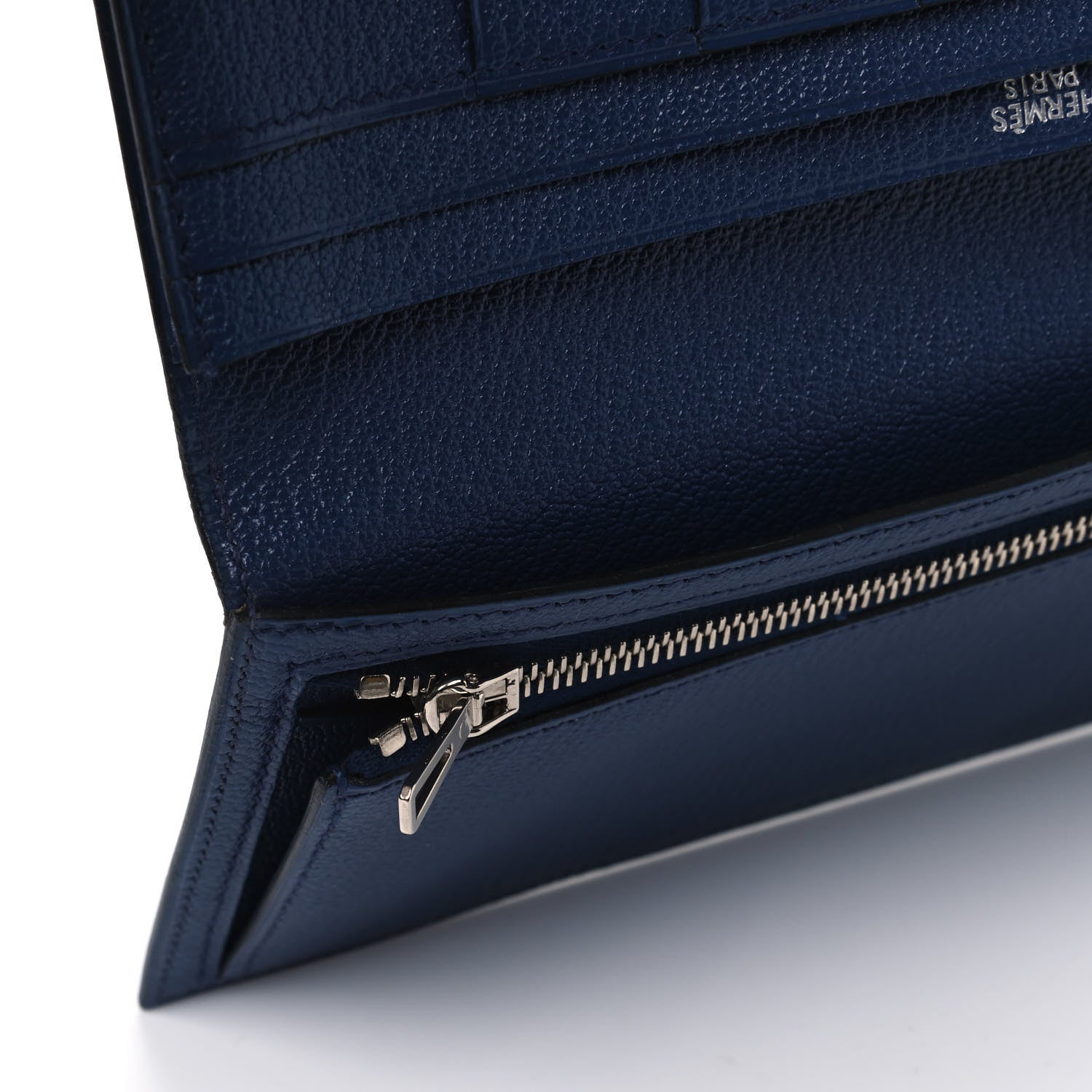 Hermes Chevre Mysore Bearn Gusset Wallet Bleu Thalassa 5 of 14