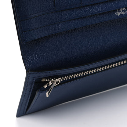 Hermes Chevre Mysore Bearn Gusset Wallet Bleu Thalassa 5 of 14