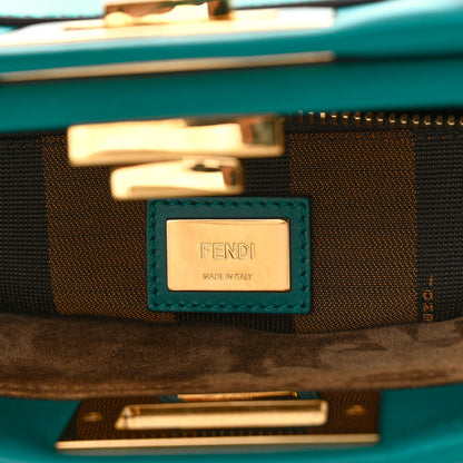 Fendi Vitello Morgan Fabric Jacquard Pequin Medium Peekaboo Iconic Satchel Lago Tobacco Black 7 of 11