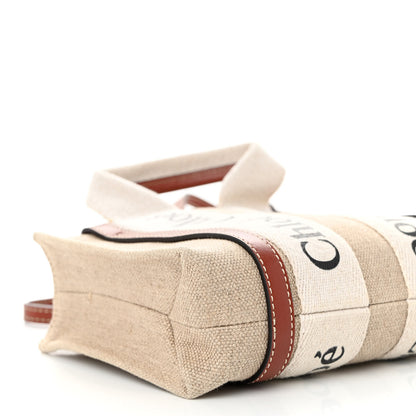 Chloe Cotton Calfskin Mini Woody Ribbon Tote White Brown 8 of 9