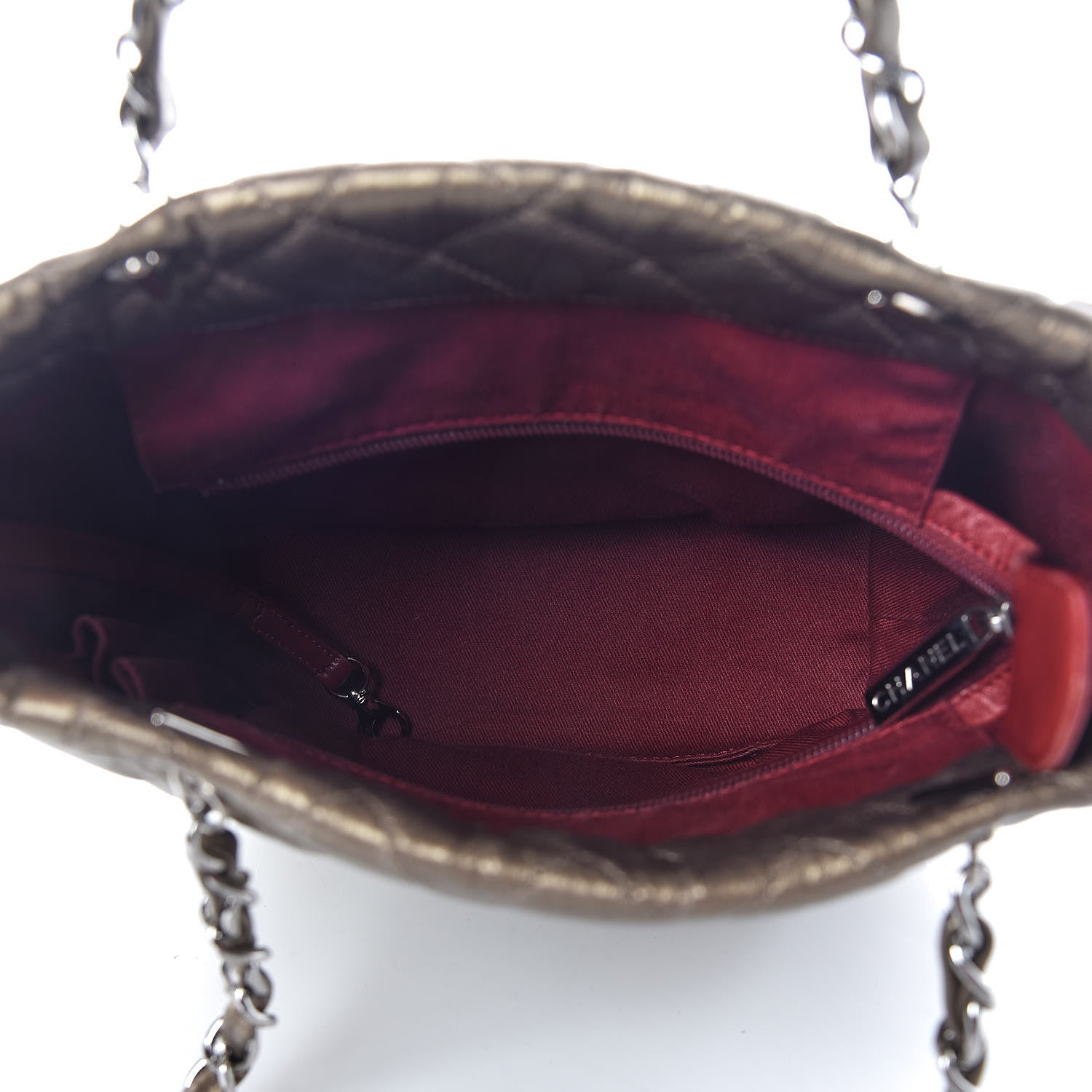 Chanel Metallic Aged Calfskin Quilted Medium Cotton Club Tote Bronze 7 of 9