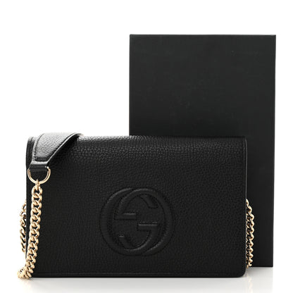 Gucci Pebbled Calfskin Soho Wallet On Chain Black 10 of 10