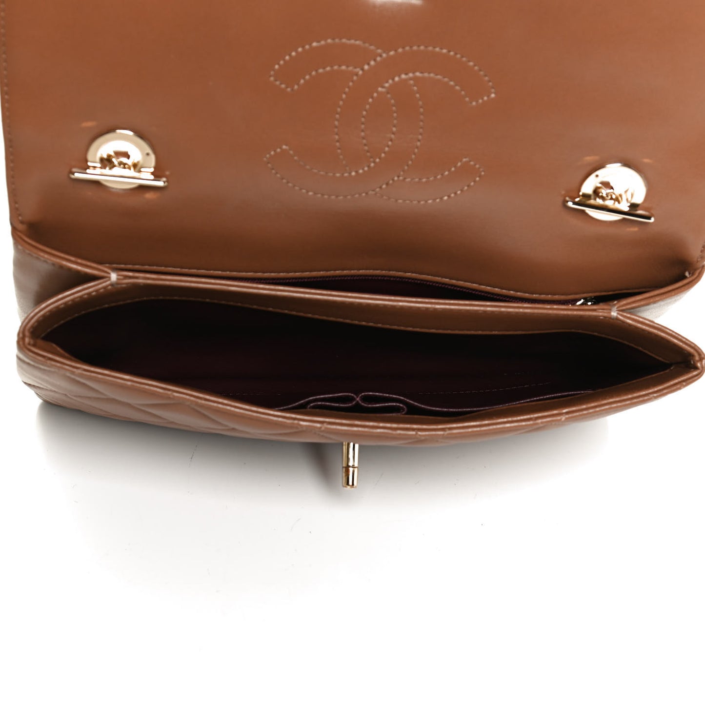 Lambskin Quilted Medium Trendy CC Flap Light Brown