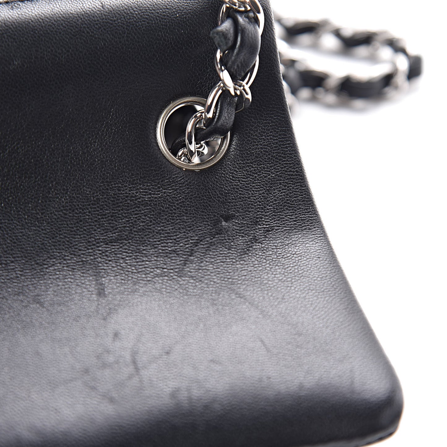 Lambskin Quilted Mini Rectangular Flap Black
