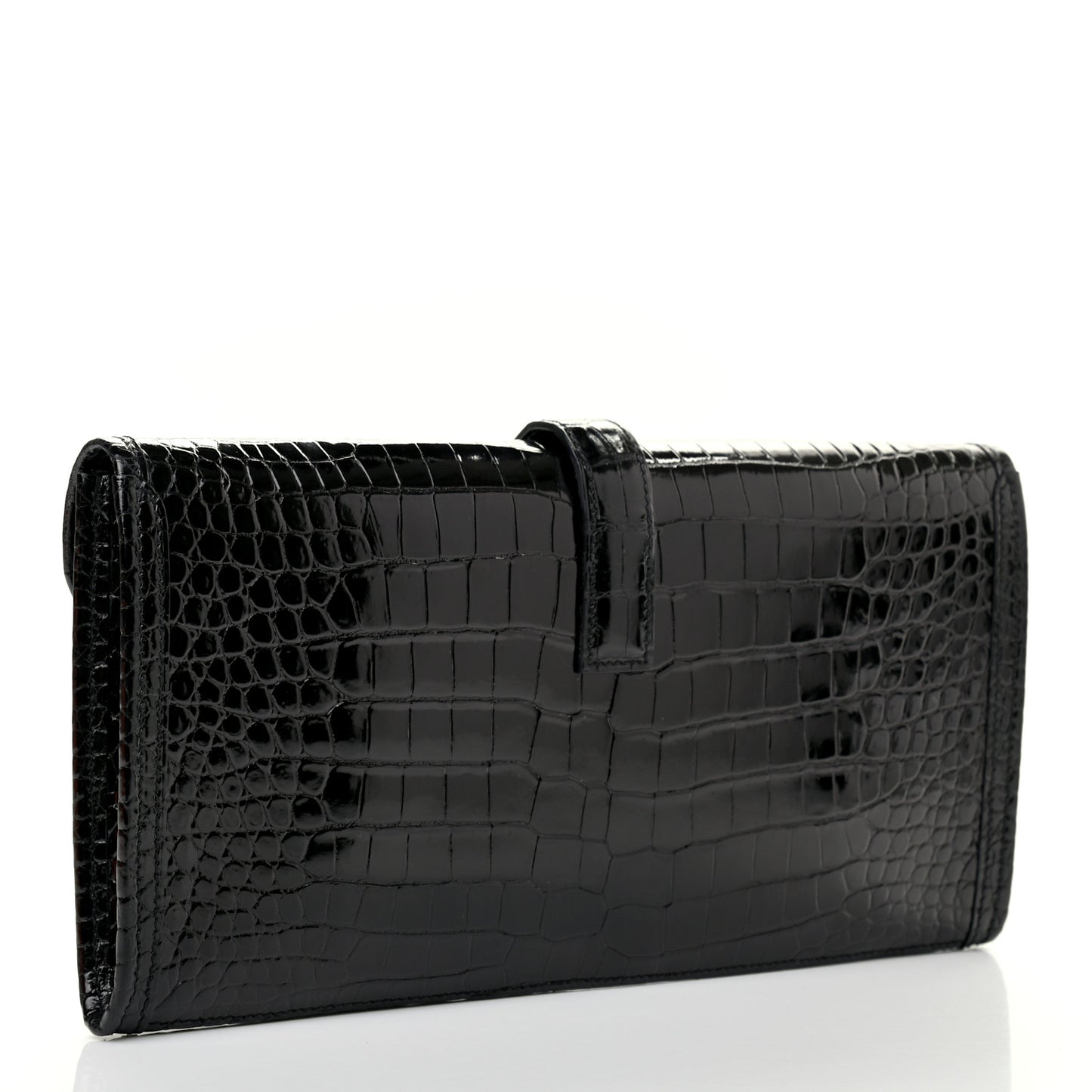 Shiny Porosus Crocodile Jige Elan 29 Clutch Black