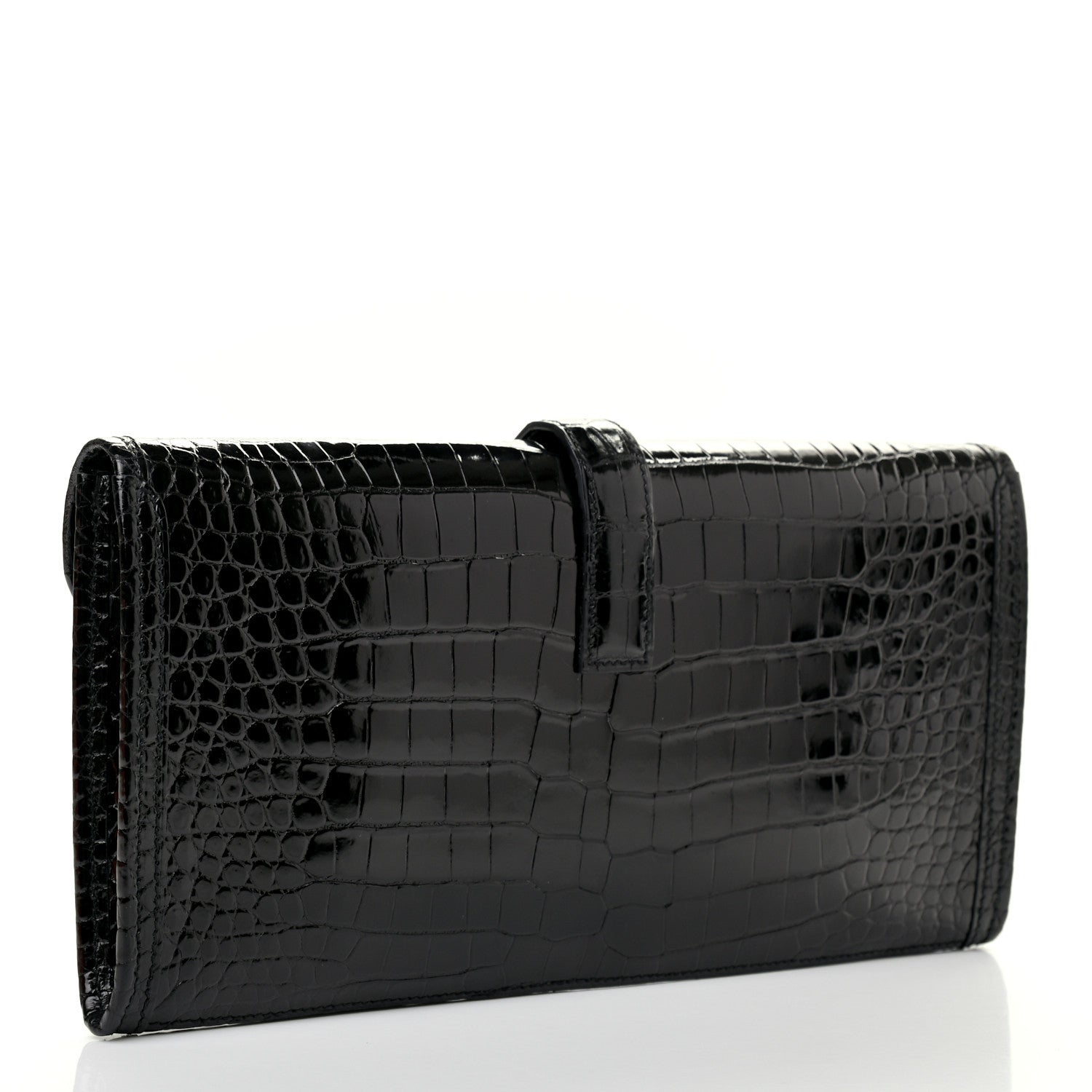 Hermes Shiny Porosus Crocodile Jige Elan 29 Clutch Black 3 of 7