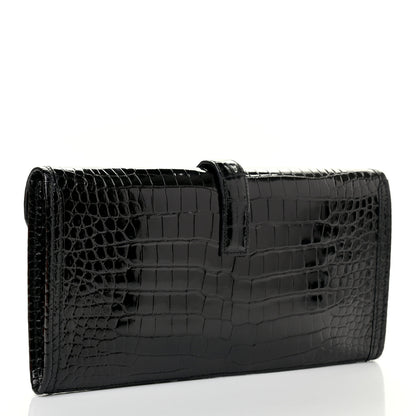 Hermes Shiny Porosus Crocodile Jige Elan 29 Clutch Black 3 of 7