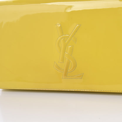 Saint Laurent Patent Calfskin Monogram Large Belle De Jour Clutch Yellow 8 of 17
