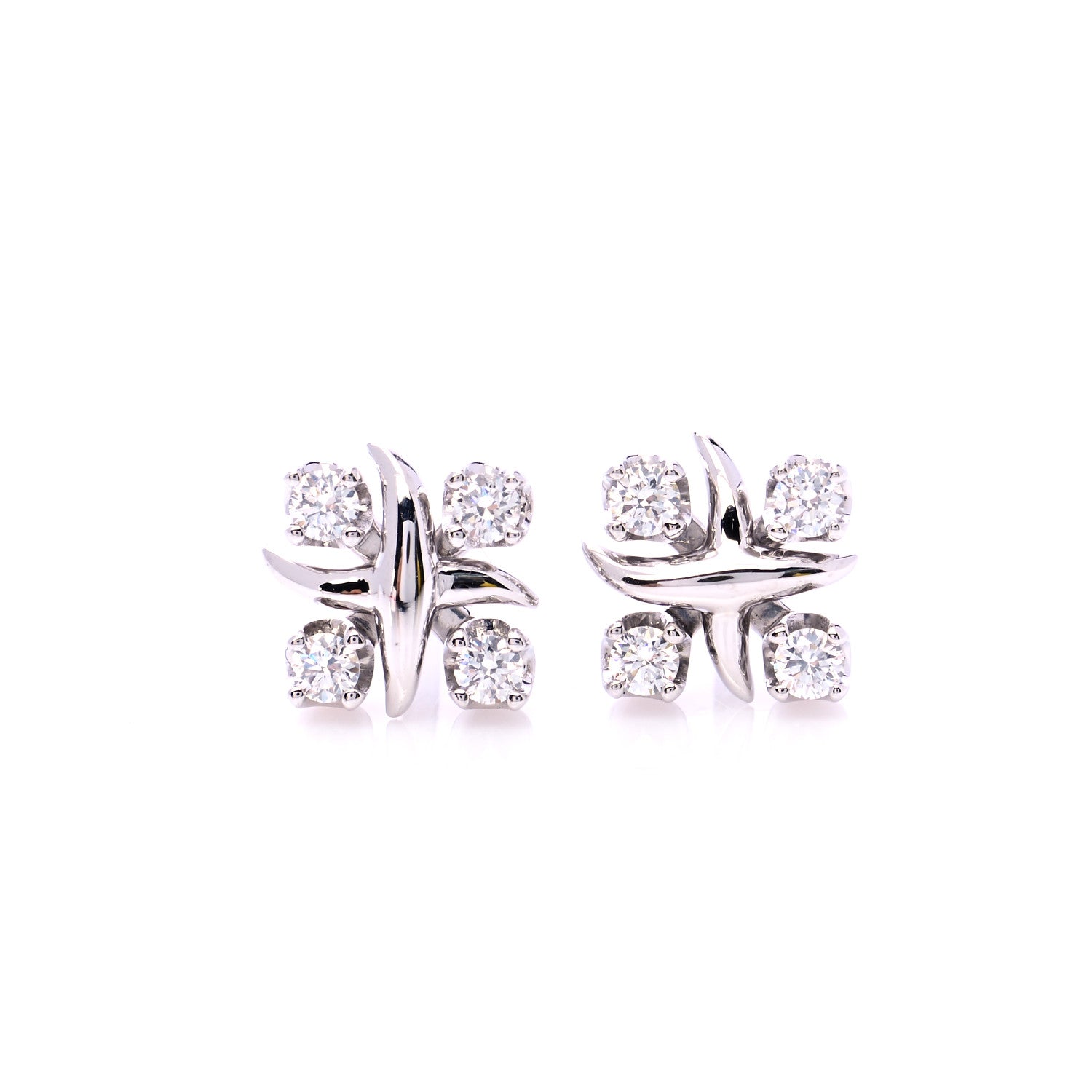 Tiffany Platinum Diamond Schlumberger Lynn Earrings 5 of 6