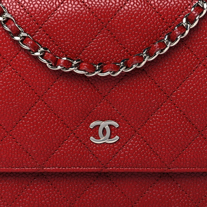 Chanel Caviar Quilted Wallet On Chain WOC Red 8 of 11