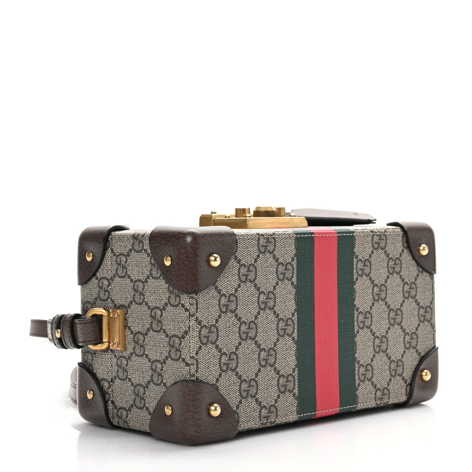 Gucci GG Supreme Monogram Textured Dollar Calfskin Web Savoy Jewelry Case Beige Ebony New Acero 4 of 13
