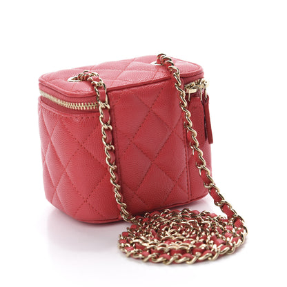 Chanel Caviar Quilted Mini Vanity Case With Chain Red 3 of 11