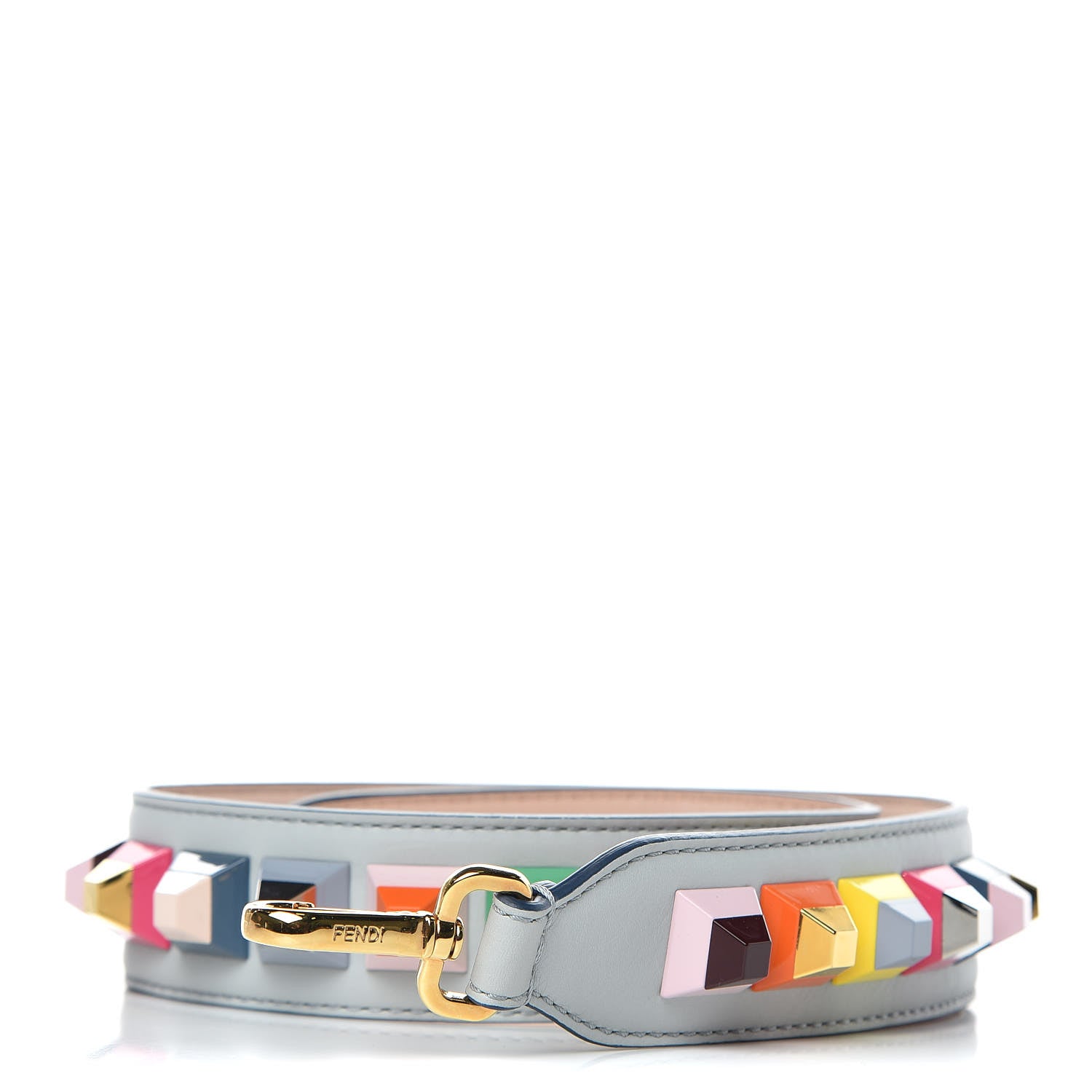 Fendi Vitello Dolce Plexiglass Bi-Color Studded Strap You Grigio Perla Plaster Multicolor 1 of 4