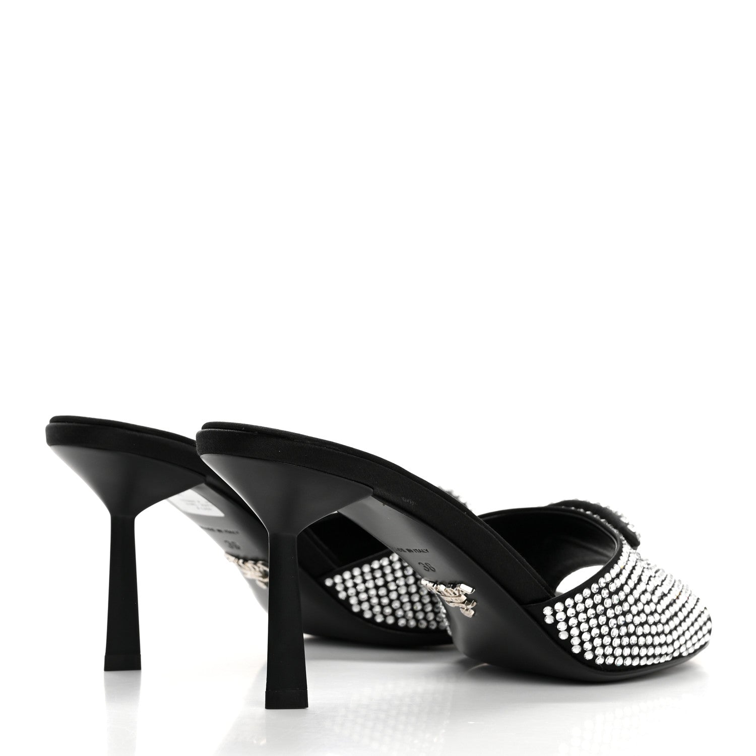 Prada Satin Crystal Logo 65mm Slide Sandals 38 Cristal 5 of 9