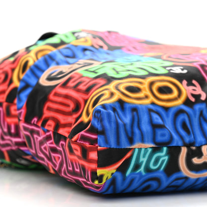 Chanel Caviar Fabric Graffiti Foldable Tote Bag With Chain Black Multicolor 5 of 15