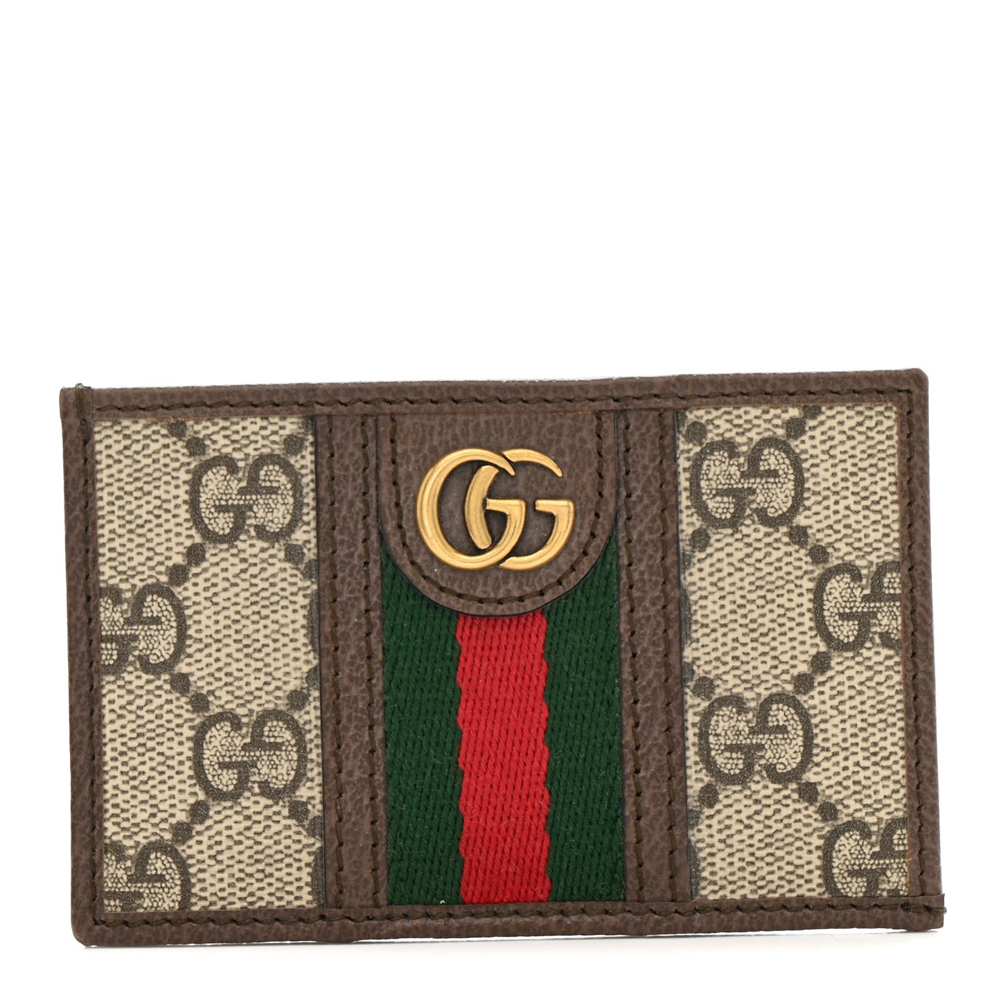 GG Supreme Monogram Ophidia Card Holder Brown