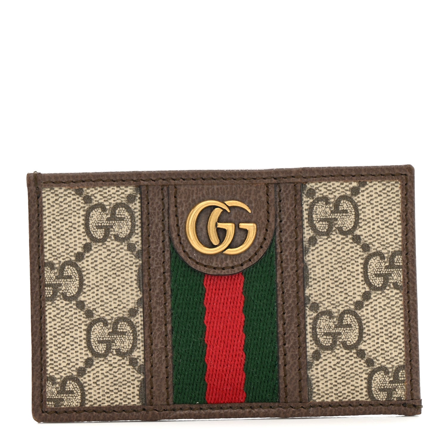 Gucci GG Supreme Monogram Ophidia Card Holder Brown 1 of 6