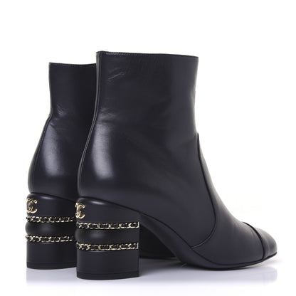 Chanel Lambskin Double Stack Chain Cap Toe Boots 39 Navy 4 of 15