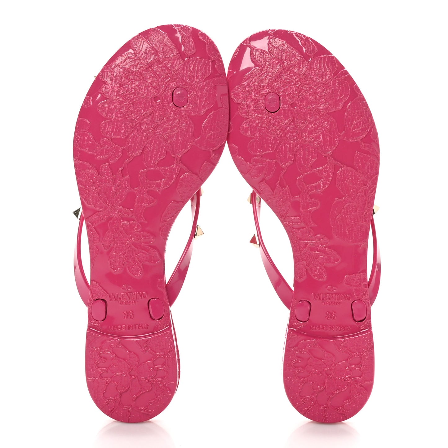 PVC Jelly Rockstud Bow Thong Sandals 36 Sweet Pink