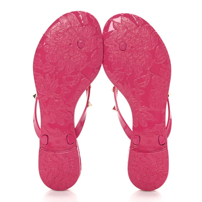 Valentino Garavani PVC Jelly Rockstud Bow Thong Sandals 36 Sweet Pink 6 of 9
